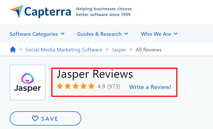 Jasper Review on Capterra