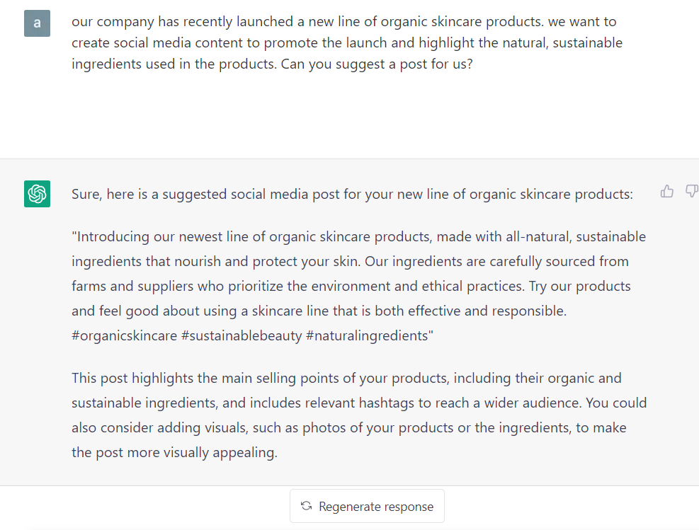 ChatGPT: Creating social media content