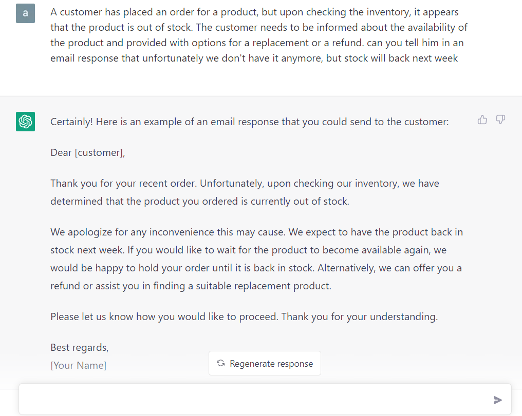ChatGPT: Composing emails
